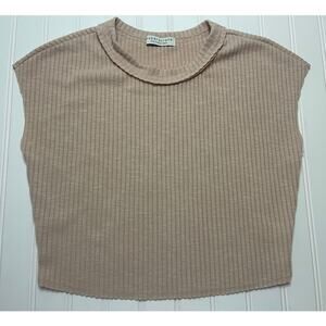 Paper Crane BOHO Ribbed Cropped Dusty Rose Pink Sleeveless Top Size Women Medium